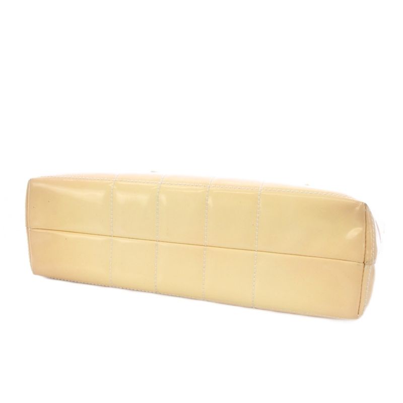 Chanel Chocolate Patent Leather Shoulder Bag Chain Beige TK