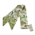 Hermes Equateur Twilly Scarf White Green Multicolor Silk
