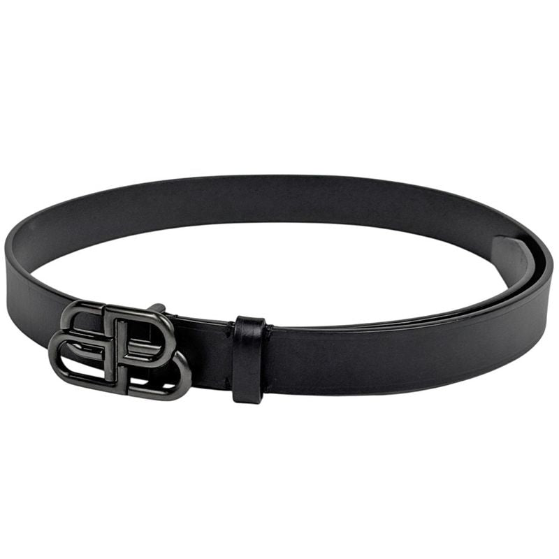 Balenciaga Logo Slim Belt BB Thin Leather Black