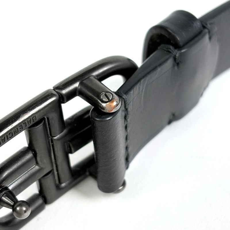 Balenciaga Logo Slim Belt BB Thin Leather Black