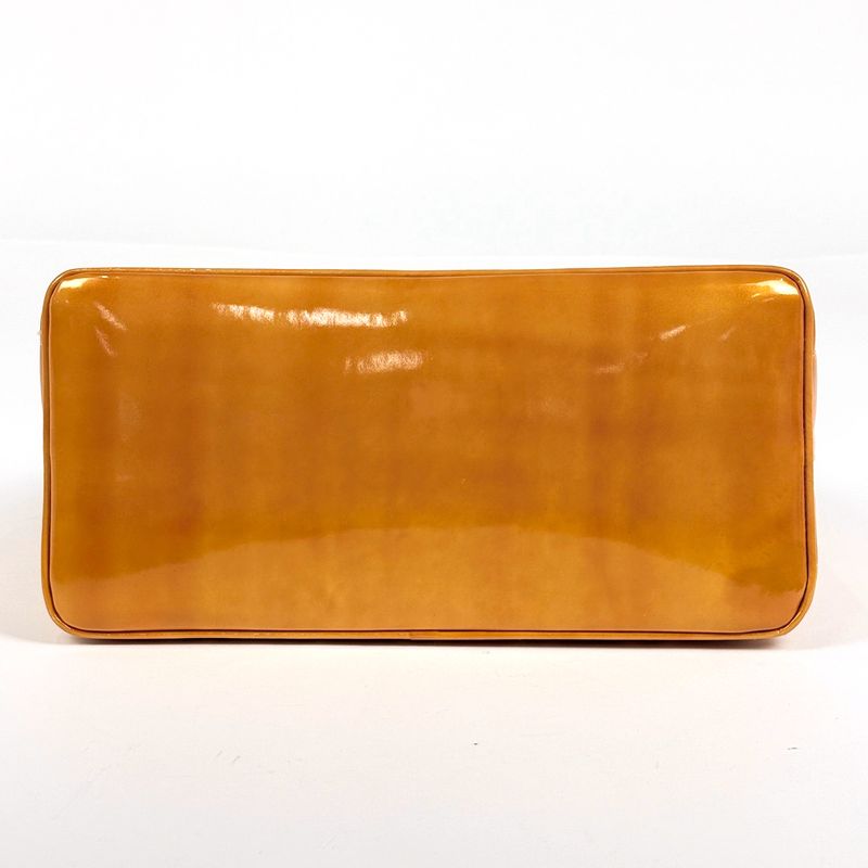 Chanel Medallion Tote Handbag CC Logo Patent Leather Orange