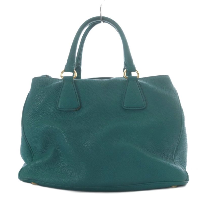 Prada Galleria Vitello Daino Tote Shoulder Bag 2-Way Leather Pavonne Pavone