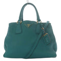 Prada Galleria Vitello Daino Tote Shoulder Bag 2-Way Leather Pavonne Pavone
