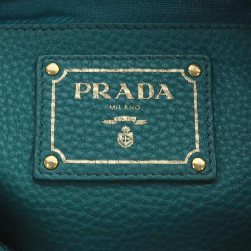 Prada Galleria Vitello Daino Tote Shoulder Bag 2-Way Leather Pavonne Pavone