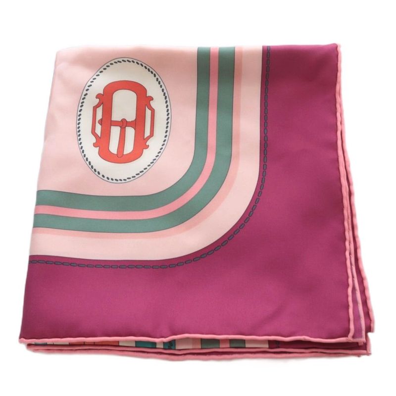 Hermes Scarf Carre 90 Bouclerie Moderne Modern Buckle Silk Prune Rosebell