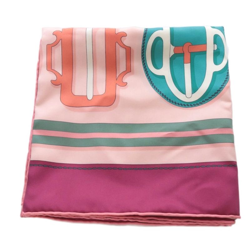 Hermes Scarf Carre 90 Bouclerie Moderne Modern Buckle Silk Prune Rosebell