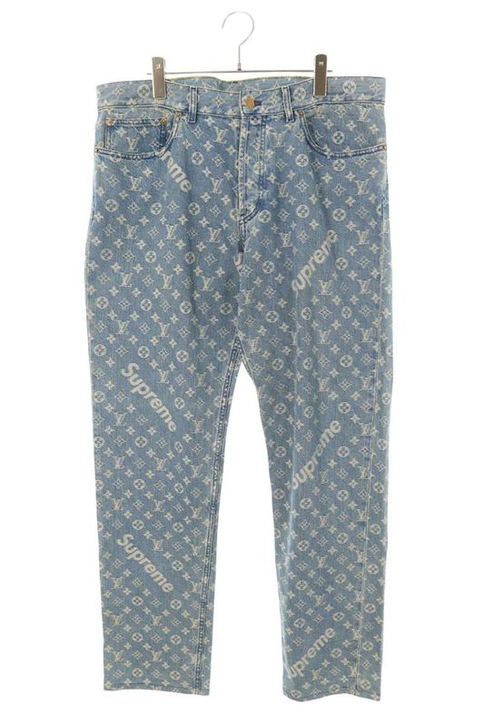 Louis Vuitton Supreme LV Monogram Regular Jeans Pants Light Blue