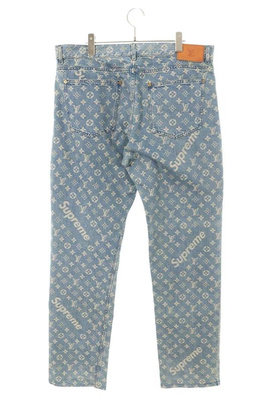 Louis Vuitton Supreme LV Monogram Regular Jeans Pants Light Blue