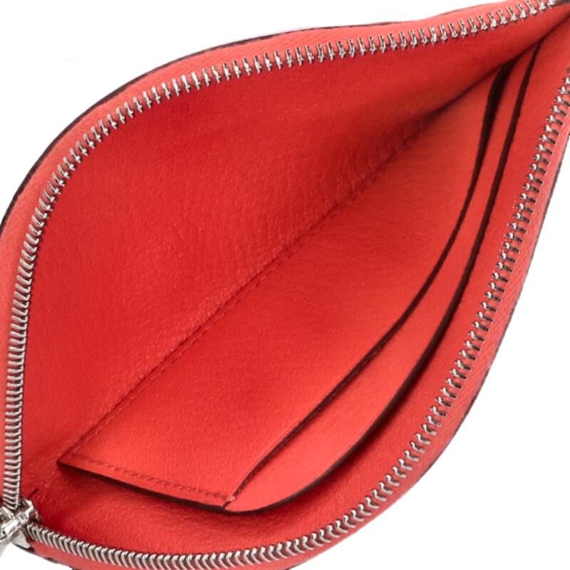 Hermes Paddock Leather Coin Case Pink Brown