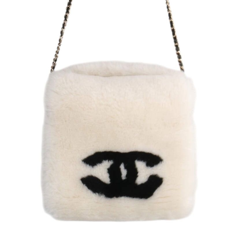 Chanel Fur Muff CC Logo Shoulder Bag