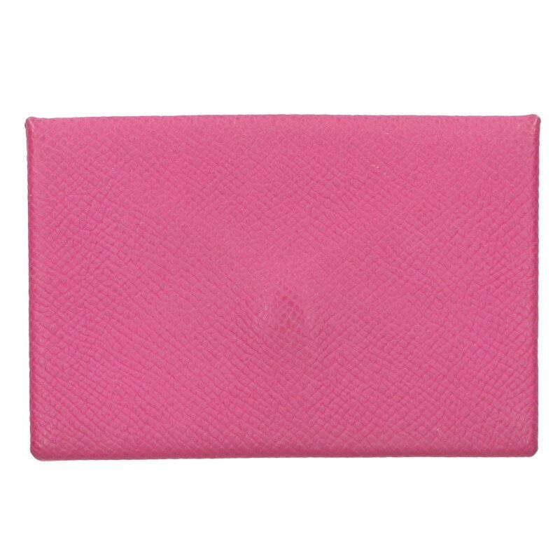 Hermes Calvi Leather Coin Purse Pink Tone