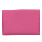 Hermes Calvi Leather Coin Purse Pink Tone