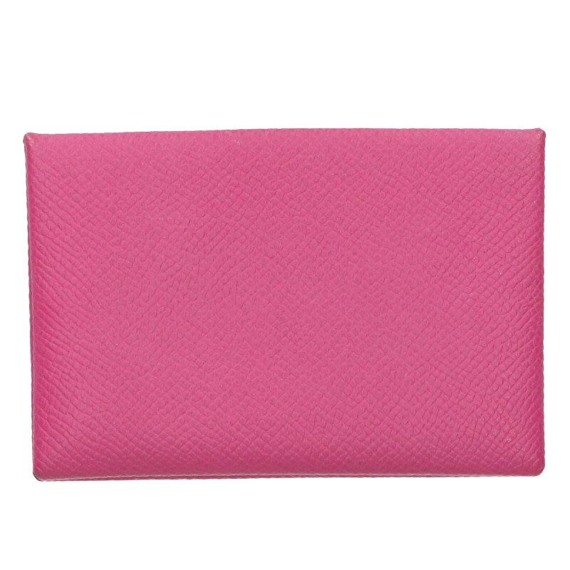 Hermes Calvi Leather Coin Purse Pink Tone