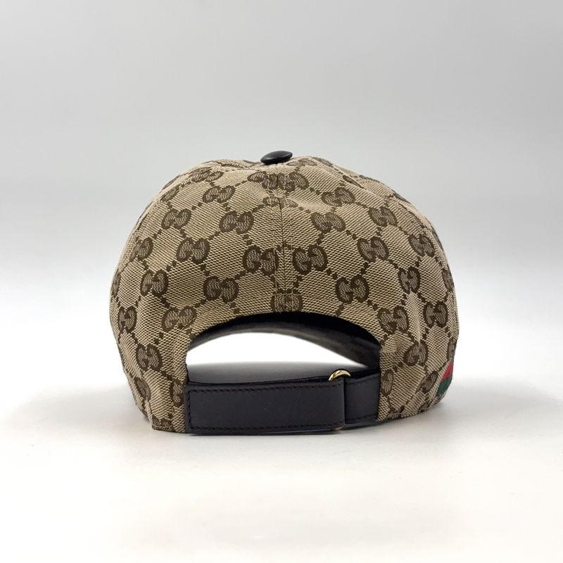 Gucci Baseball Cap GG Canvas Light Gray Hat Gold