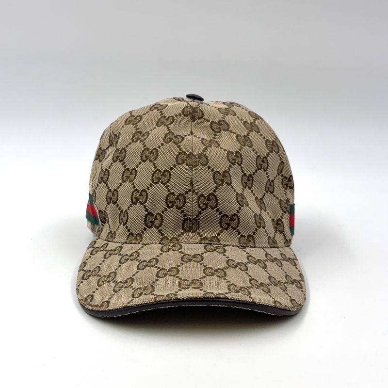 Gucci Baseball Cap GG Canvas Light Gray Hat Gold