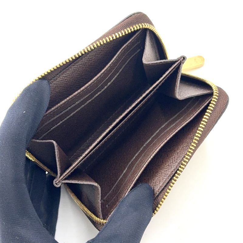 Louis Vuitton Zippy Coin Purse Damier Ebene Brown Case
