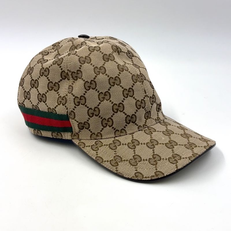 Gucci Baseball Cap GG Canvas Light Gray Hat Gold