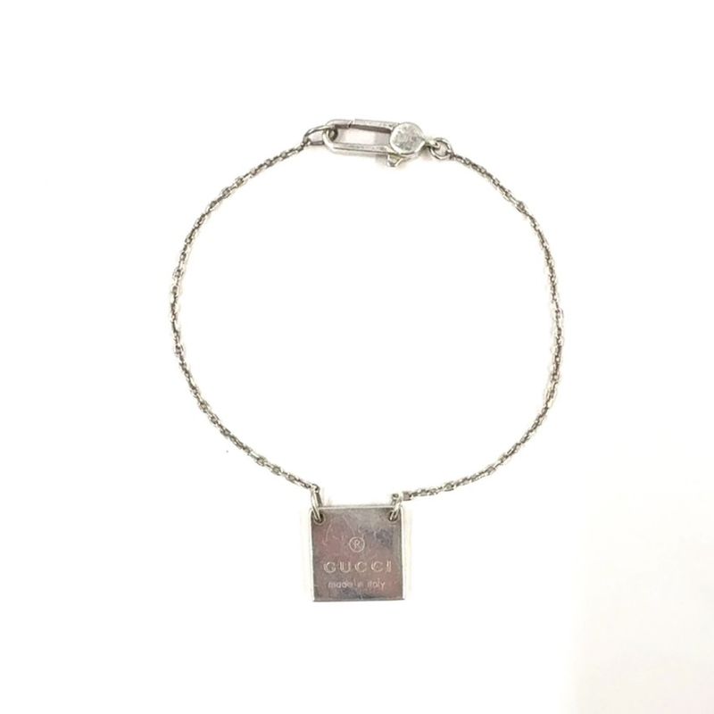 Gucci Logo Plate Silver Bracelet Bangle