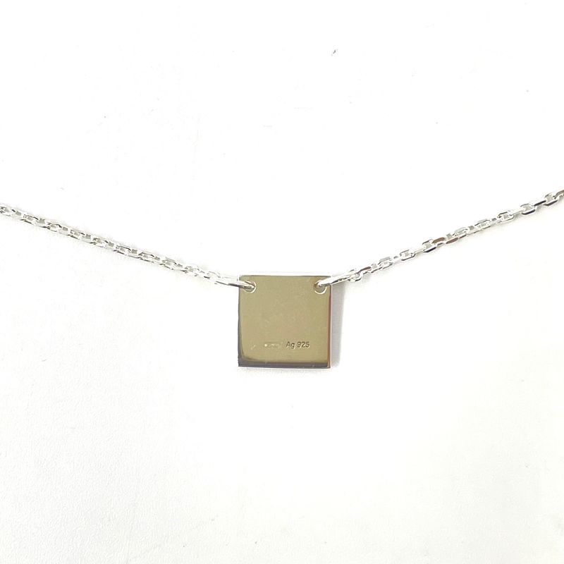 Gucci Mini Square Plate Logo Silver Necklace