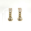 Gucci Double Crystal Metal Gold Earrings