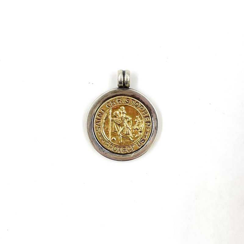 Tiffany & Co St Christopher Coin Pendant Top 18k Yellow Gold