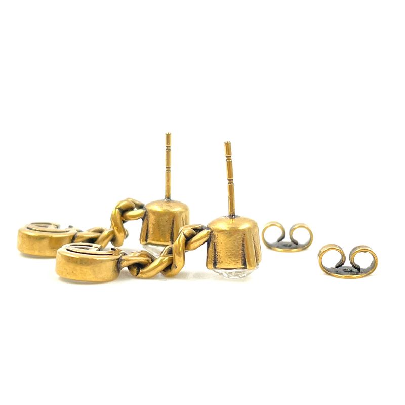 Gucci Double Crystal Metal Gold Earrings