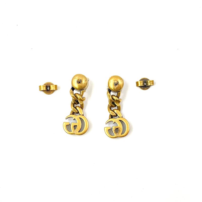 Gucci Double Crystal Metal Gold Earrings