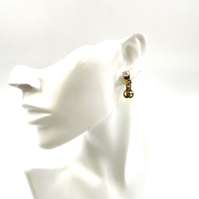 Gucci Double Crystal Metal Gold Earrings