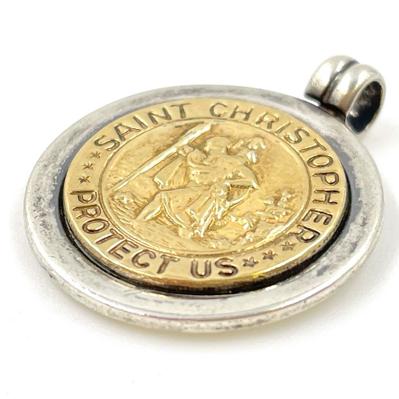 Tiffany & Co St Christopher Coin Pendant Top 18k Yellow Gold