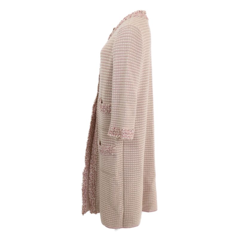 Chanel 06C CC Logo Button Tweed Knit Top 44 ) Pink