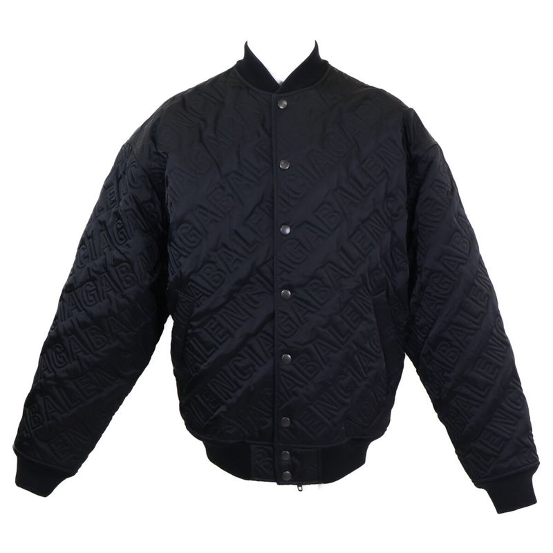 Balenciaga Over Logo Quilted Jacket 48 ) Black