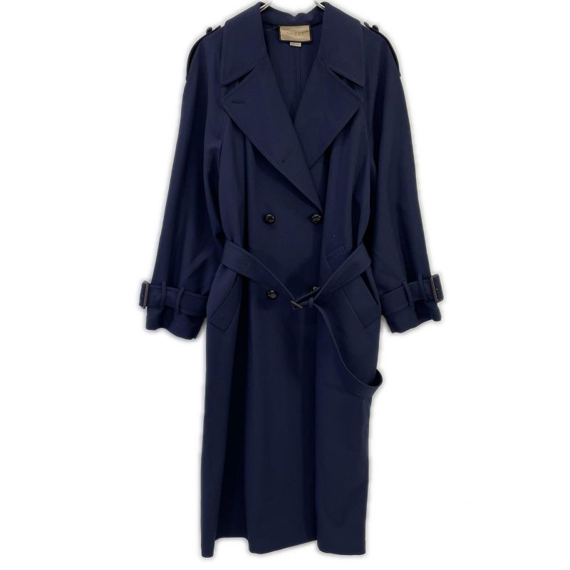 Gucci Navy Double Breasted Trench Coat 40 )
