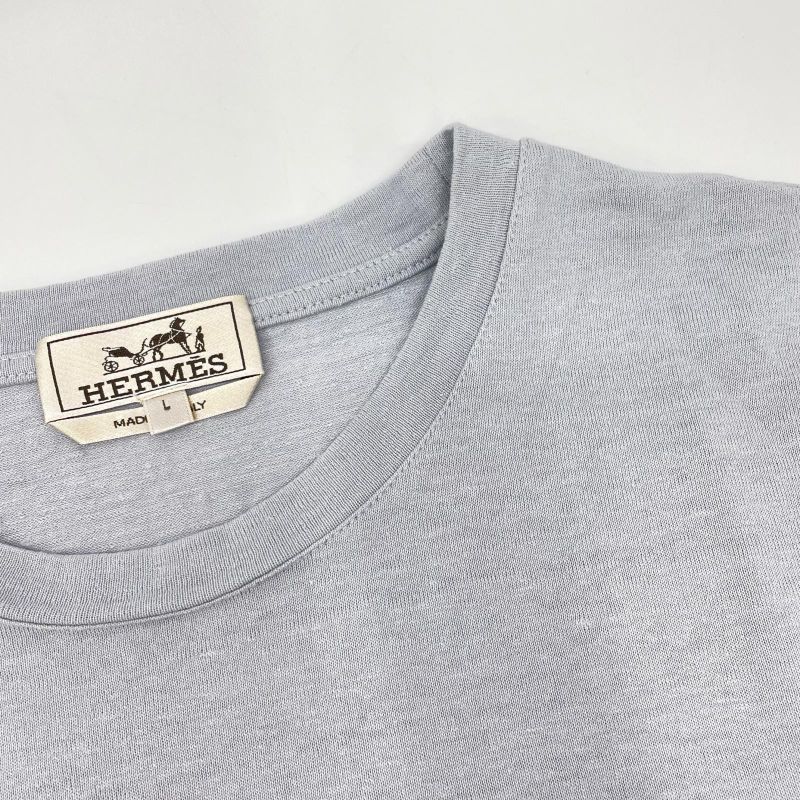 Hermes Fleurs Zigzag Short Sleeve T-Shirt ) Light Blue