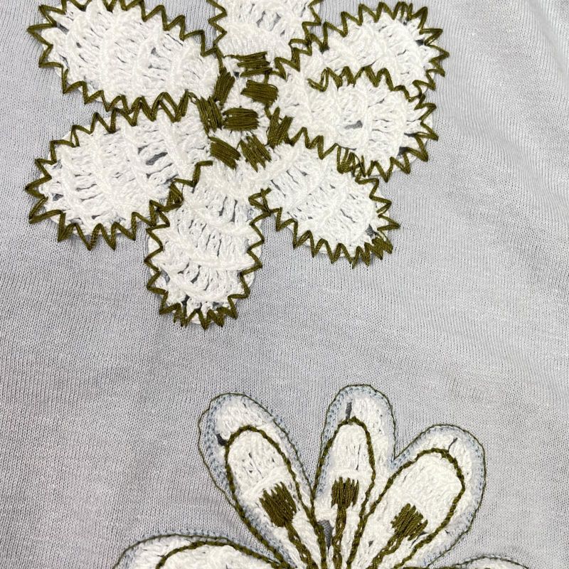 Hermes Fleurs Zigzag Short Sleeve T-Shirt ) Light Blue