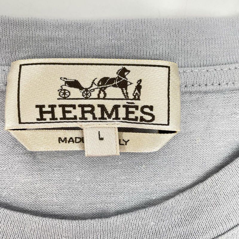 Hermes Fleurs Zigzag Short Sleeve T-Shirt ) Light Blue