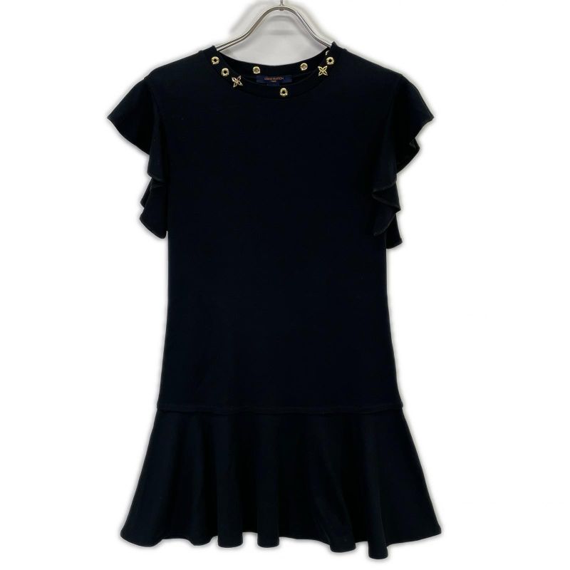 Louis Vuitton Uol Top Frill Dress XS ) Black