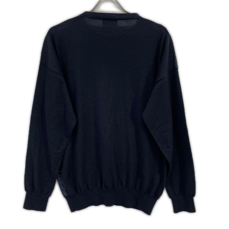 Hermes All Over Pattern Cashmere Crew Neck Knit Sweater ) Navy