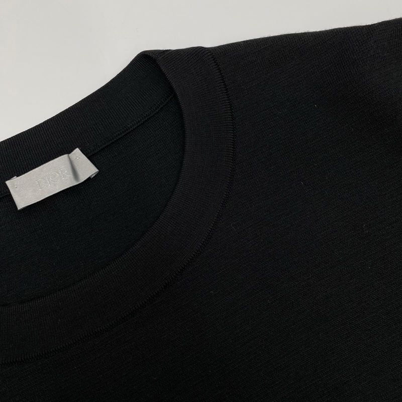 Dior Wool Silk Patch Logo Knit Sweater XL ) Black