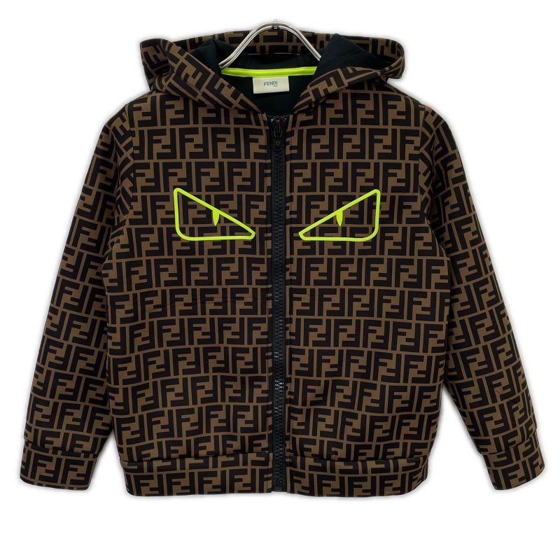 Fendi Akuxv 083 Zucca Pattern Zip Up Hoodie Jacket ) Brown