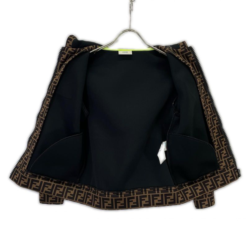 Fendi Akuxv 083 Zucca Pattern Zip Up Hoodie Jacket ) Brown