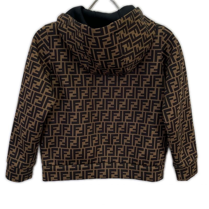 Fendi Akuxv 083 Zucca Pattern Zip Up Hoodie Jacket ) Brown