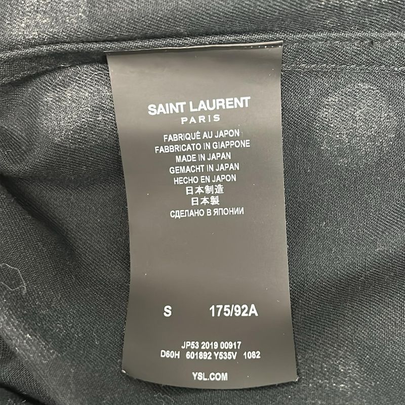 Saint Laurent Paris Long Sleeve Shirt S Black Beige Dot