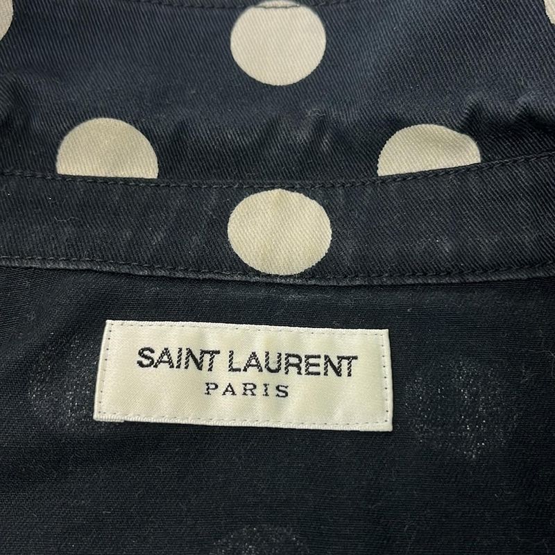 Saint Laurent Paris Long Sleeve Shirt S Black Beige Dot