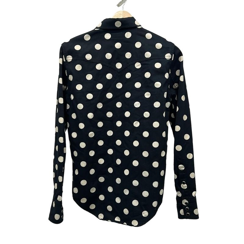 Saint Laurent Paris Long Sleeve Shirt S Black Beige Dot
