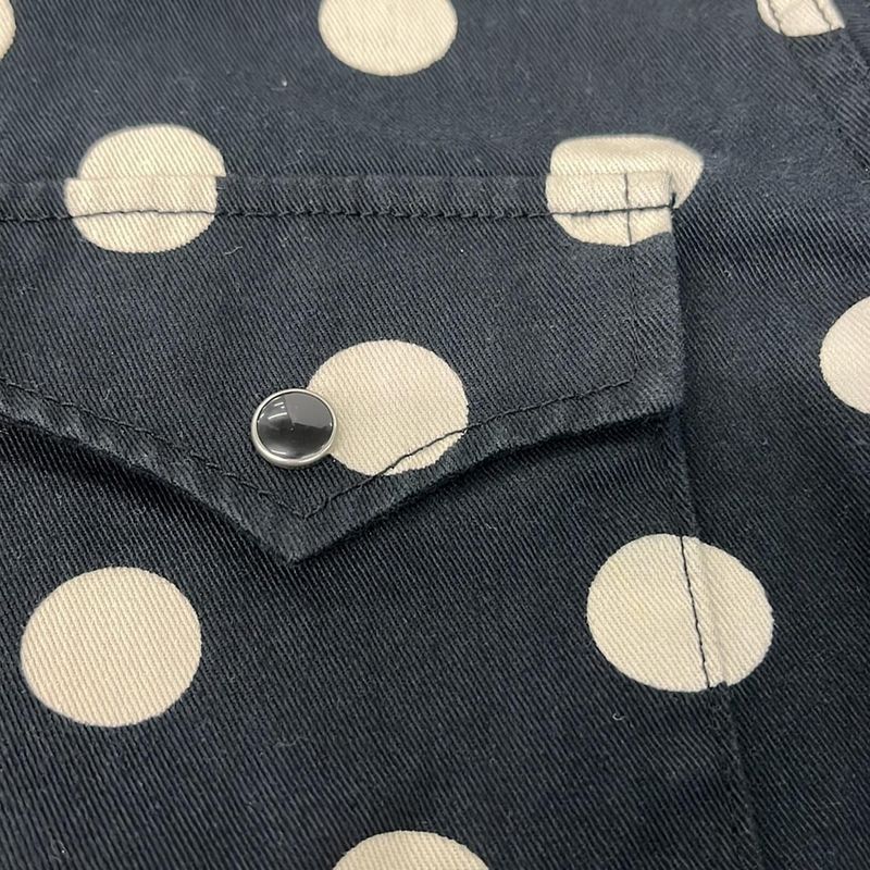 Saint Laurent Paris Long Sleeve Shirt S Black Beige Dot