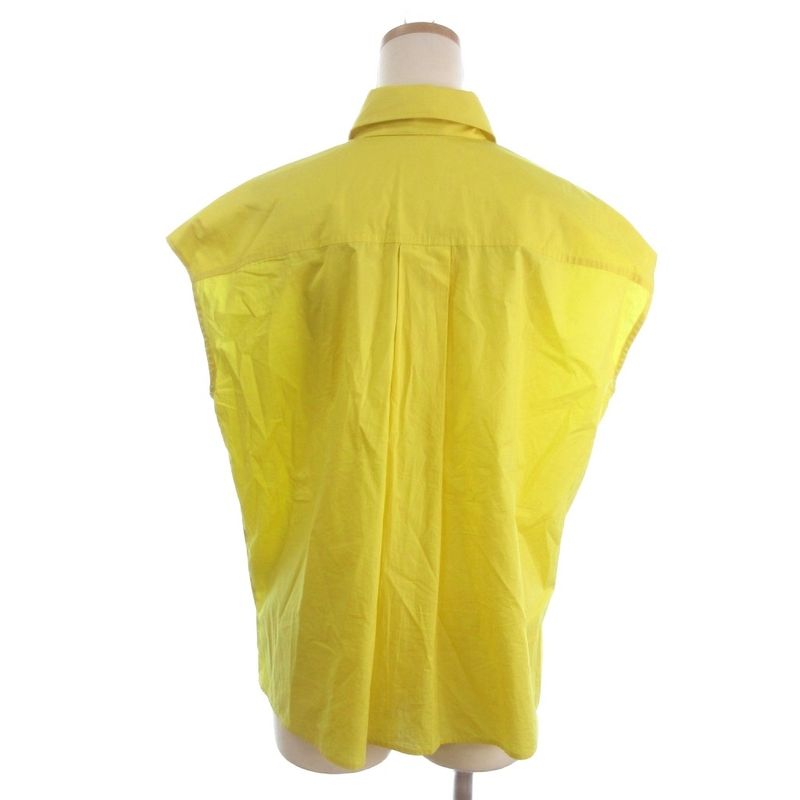 Hermes Sleeveless Shirt Fly Button Pocket Cotton Fabric Yellow 38