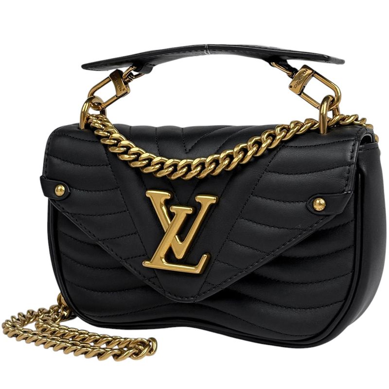 Louis Vuitton New Wave Chain PM Crossbody Shoulder Bag Leather Noir Black