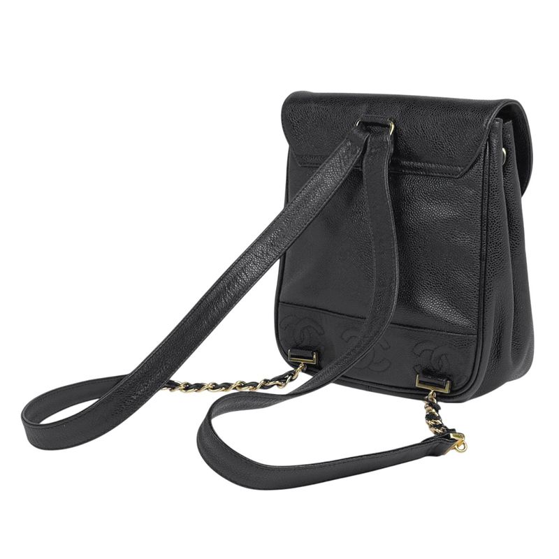 Chanel CC Logo Backpack Caviar Leather Black