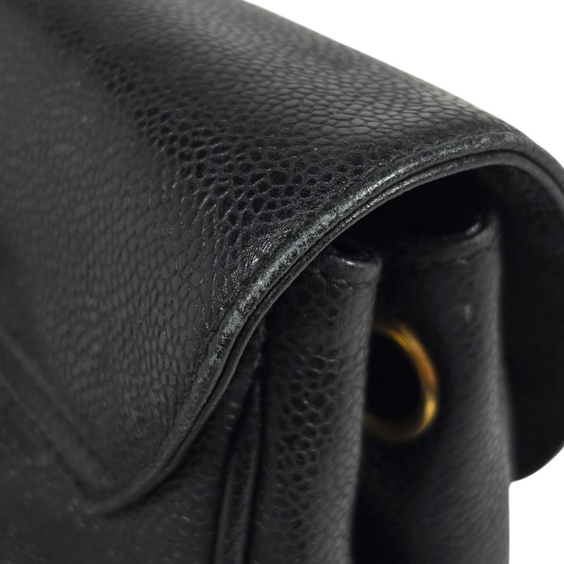 Chanel CC Logo Backpack Caviar Leather Black