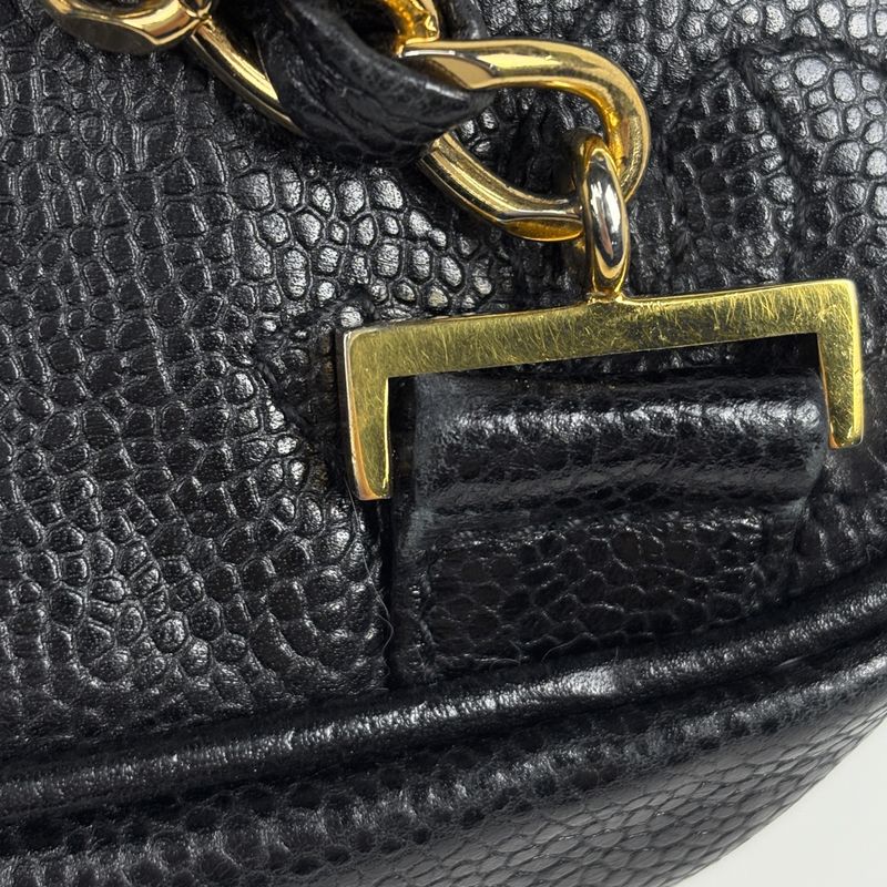 Chanel CC Logo Backpack Caviar Leather Black